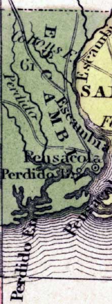 Map of Escambia County, Florida, 1850
