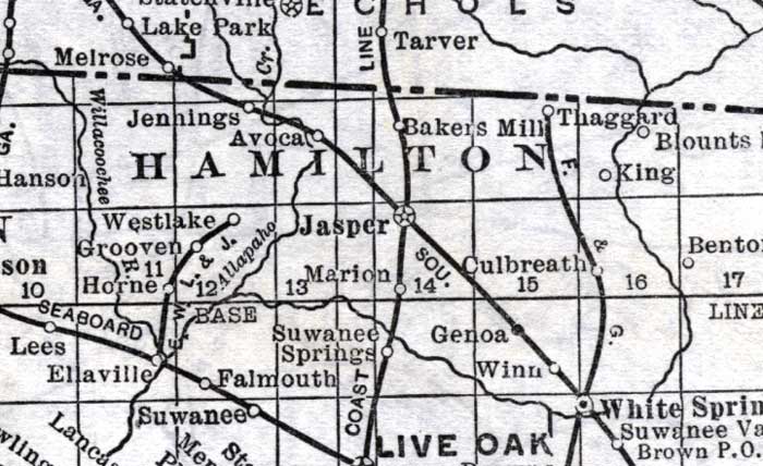 Map of Hamilton County, Florida, 1920