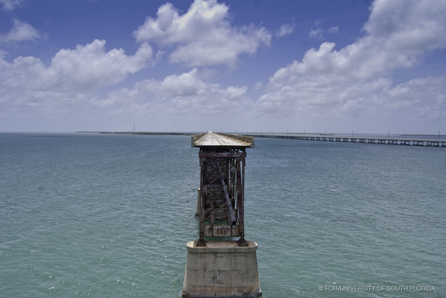 Section of Bahia Honda Bridge with US Highway 1 in the Background