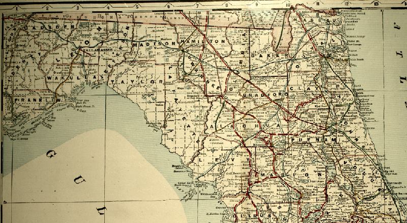 Map Of Upper Florida Map Of North Florida, 1890S