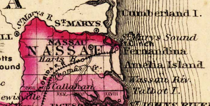 Map of Nassau County, Florida, 1863