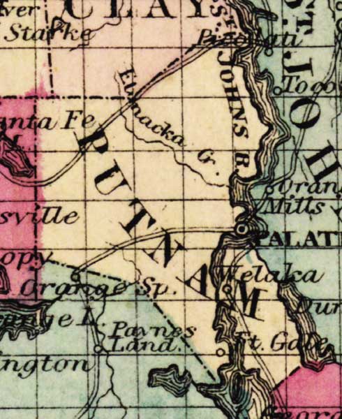 Map of Putnam County, Florida, 1863