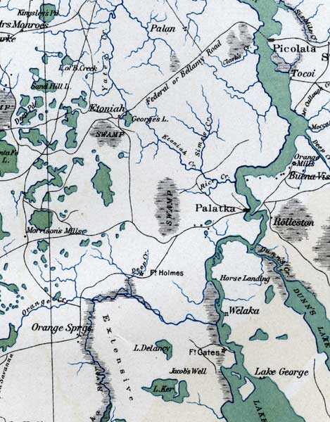 Map of Putnam County, Florida, 1865