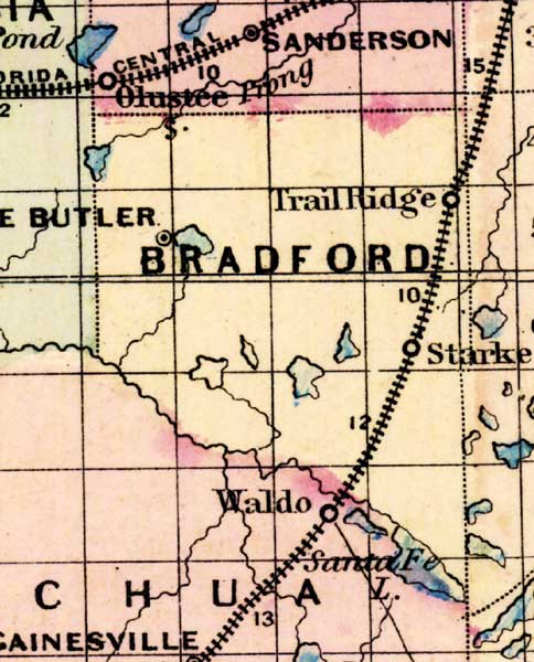 Map of Bradford  County, Florida, 1877