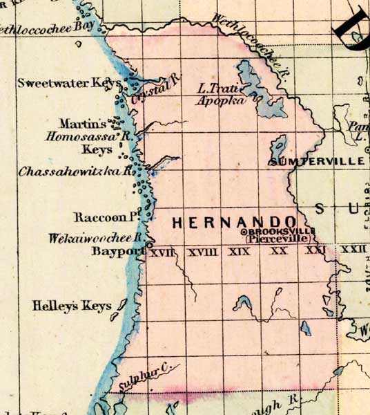 Map of Hernando County, Florida, 1877