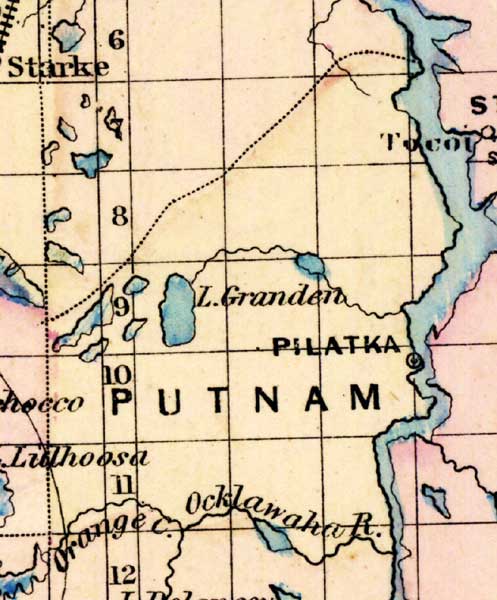 Map of Putnam County, Florida, 1877