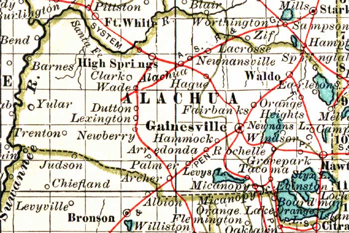 Map of Alachua County, Florida, 1897