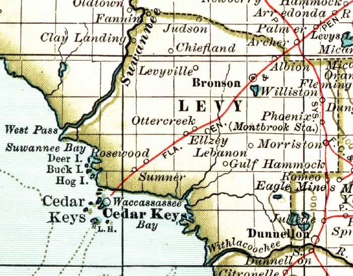 Map of Levy County, Florida, 1897