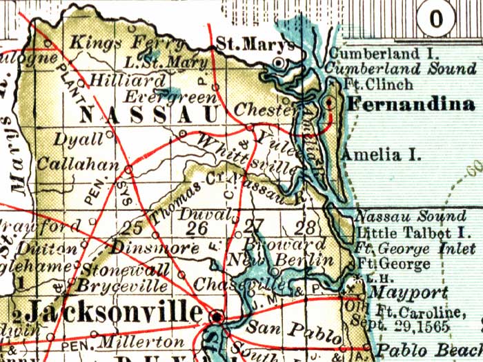 Map of Nassau County, Florida, 1897