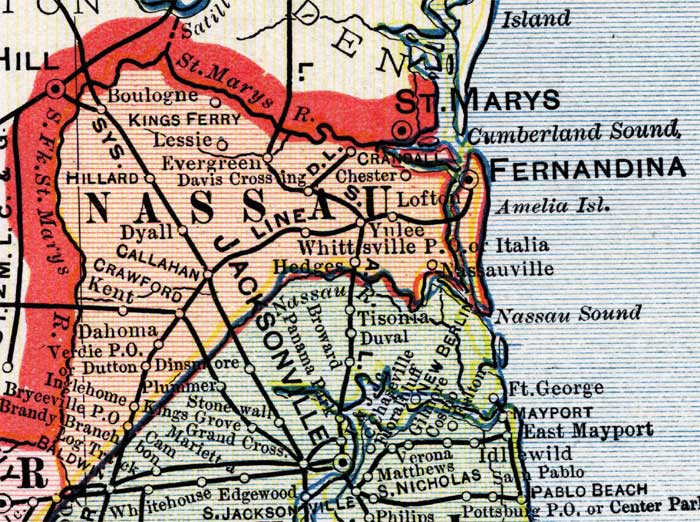 Map of Nassau County, Florida, 1902