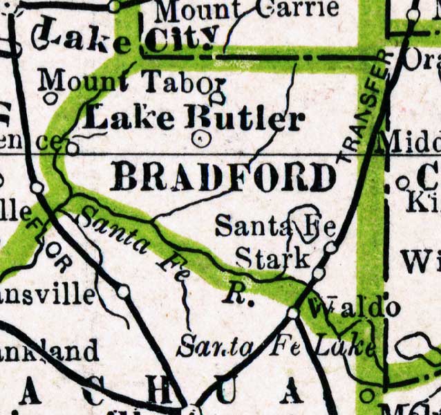 Map of Bradford  County, Florida, 1886