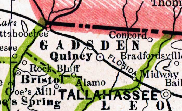 Map of Gadsden County, Florida, 1886
