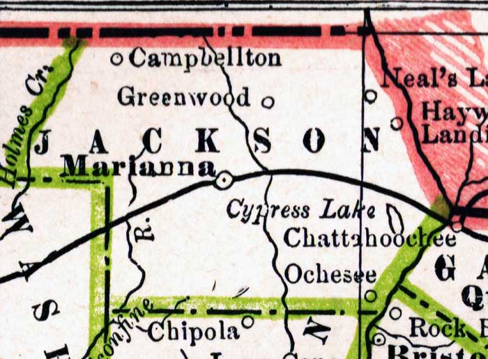 Map of Jackson County, Florida, 1886