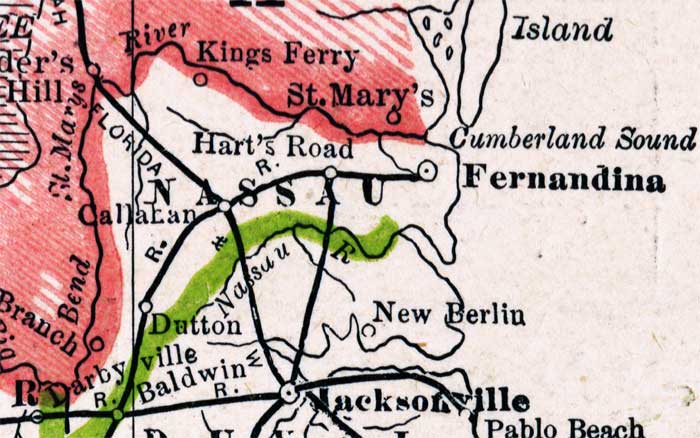 Map of Nassau County, Florida, 1886