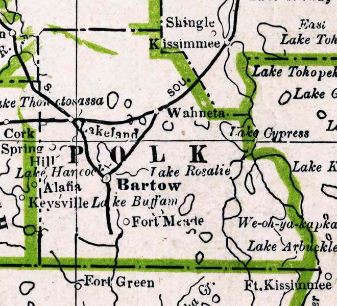 Map of Polk County, Florida, 1886