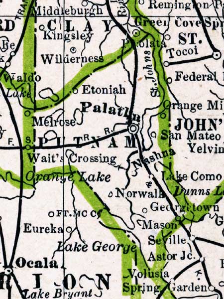 Map of Putnam County, Florida, 1886