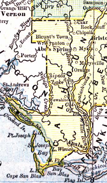 Map of Calhoun County, Florida, 1890