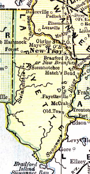 Map of Lafayette County, Florida, 1890