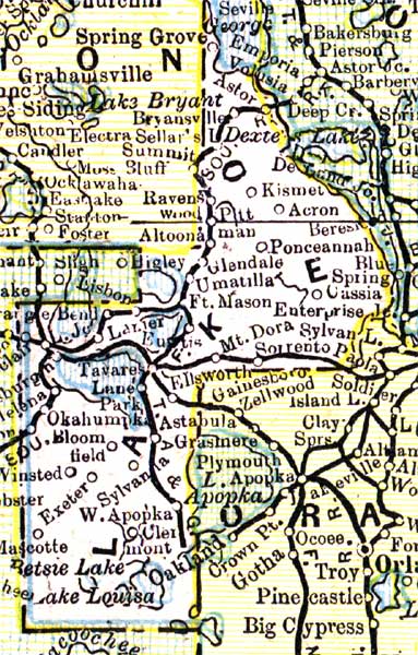 Map of Lake County, Florida, 1890
