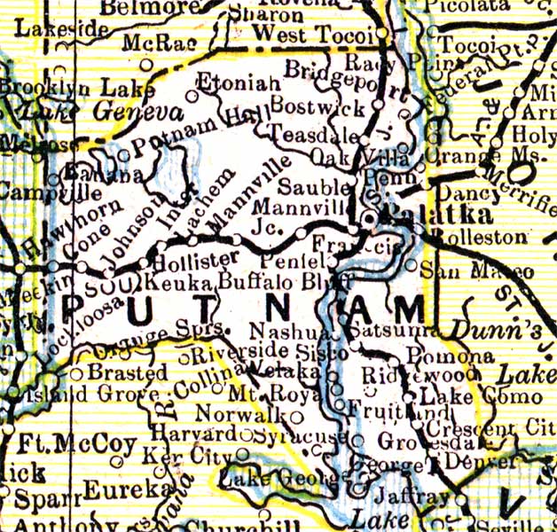 Map of Putnam County, Florida, 1890