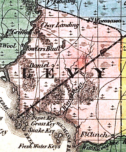 Map of Levy County, Florida, 1856