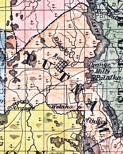 Map of Putnam County, Florida, 1856