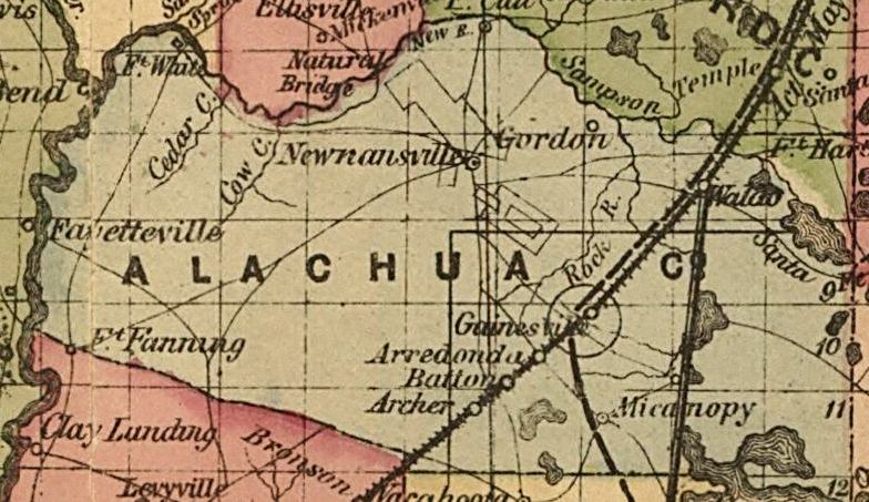 Map of Alachua County, Florida, 1874