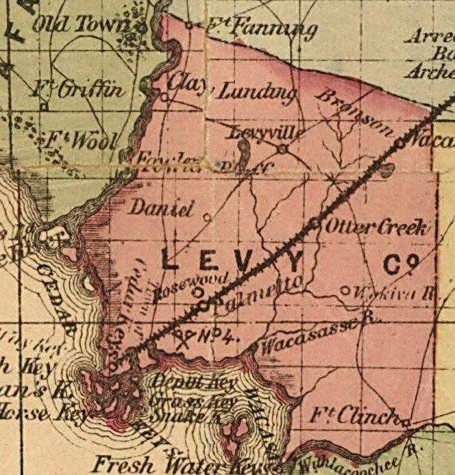 Map of Levy County, Florida, 1874