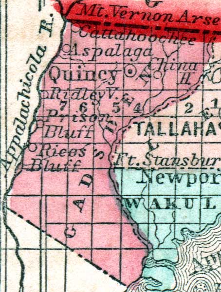 Map of Gadsden County, Florida, 1857
