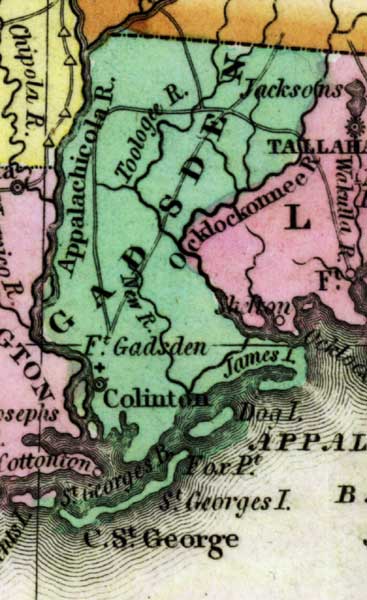 Map of Gadsden County, Florida, circa 1825