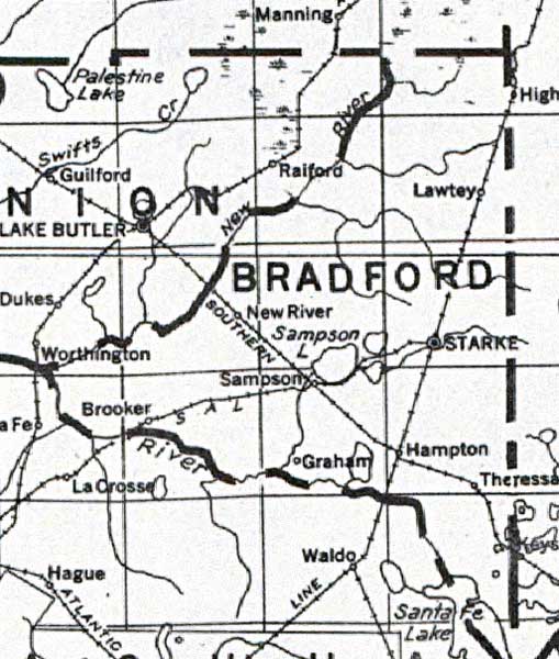 Map of Bradford  County, Florida, 1932