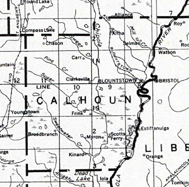 Map of Calhoun County, Florida, 1932