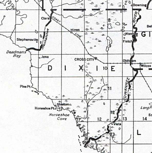 Map of Dixie County, Florida, 1932