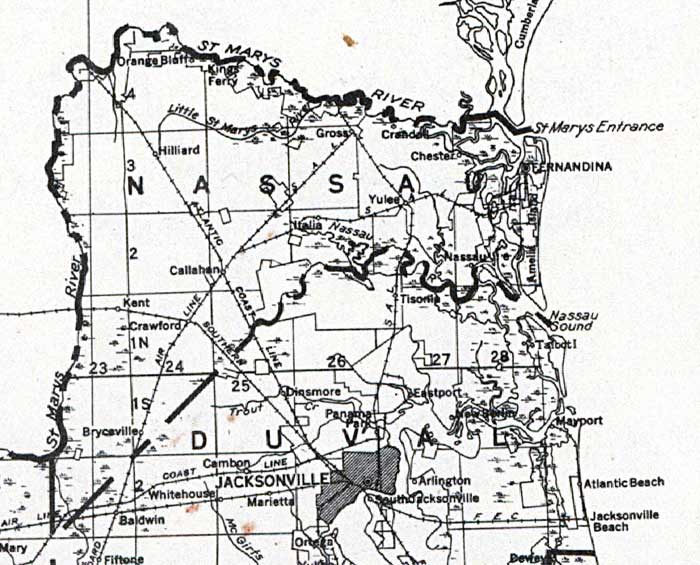 Map of Nassau County, Florida, 1932