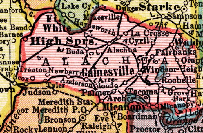 Map of Alachua County, Florida, 1910