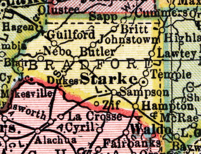 Map of Bradford  County, Florida, 1910