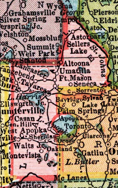 Map of Lake County, Florida, 1910