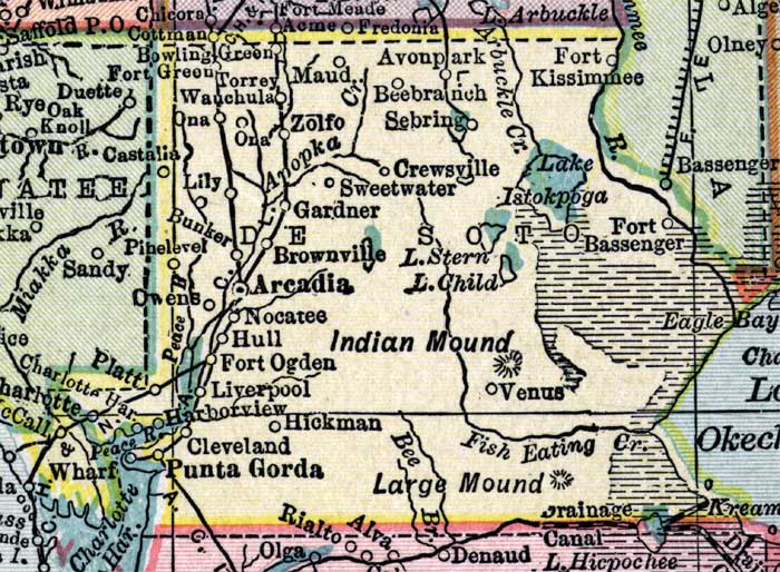 Map of De Soto County, Florida, 1916