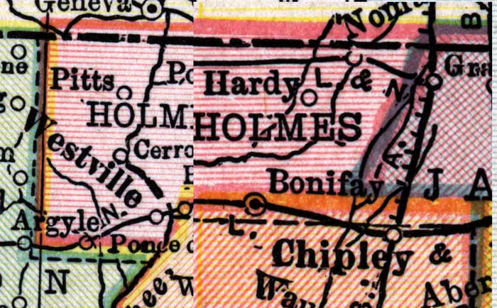 Map of Holmes County, Florida, 1916