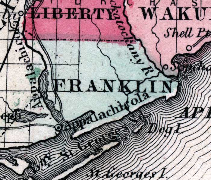 Map of Franklin County, Florida, 1863