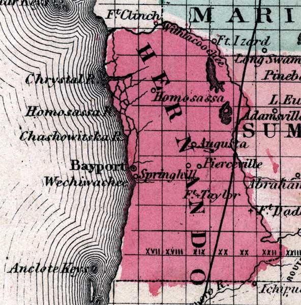 Map of Hernando County, Florida, 1863