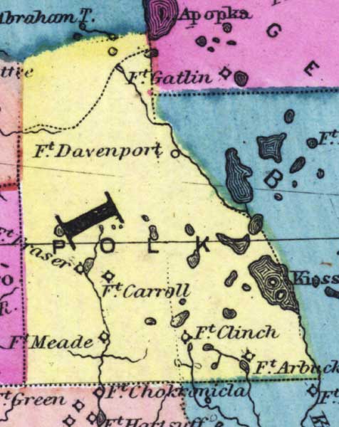 Map of Polk County, Florida, 1873