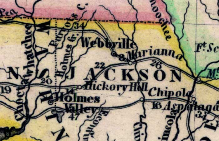 Map of Jackson County, Florida, 1845