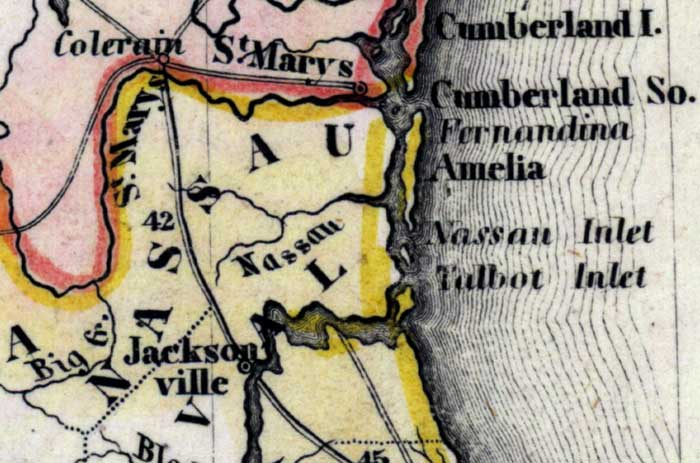 Map of Nassau County, Florida, 1850