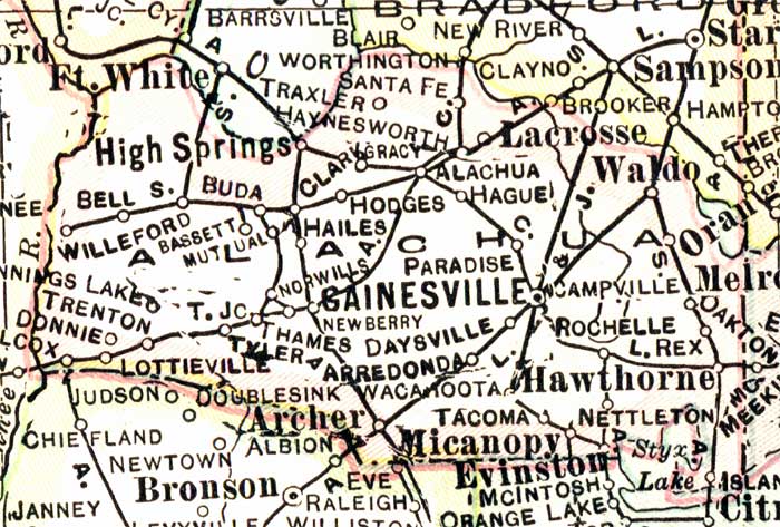 Map of Alachua County, Florida, 1916