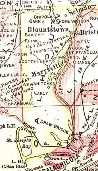 Map of Calhoun County, Florida, 1916