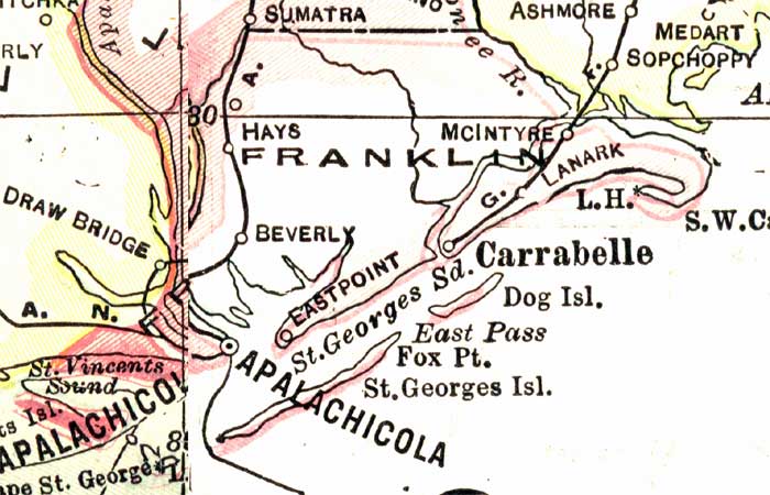 Map of Franklin County, Florida, 1916
