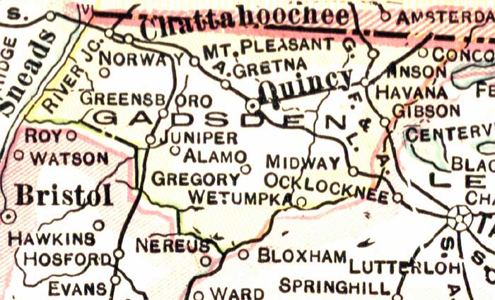 Map of Gadsden County, Florida, 1916