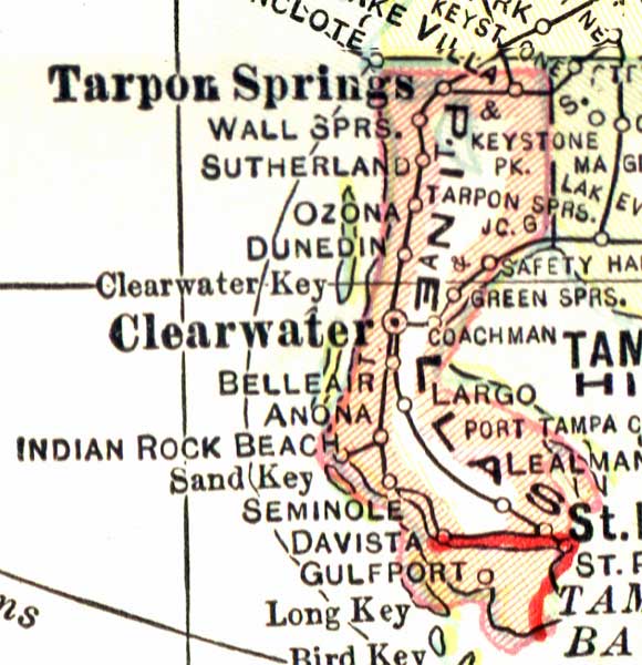 Map of Pinellas County, Florida, 1916