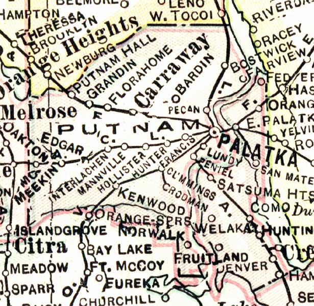 Map of Putnam County, Florida, 1916